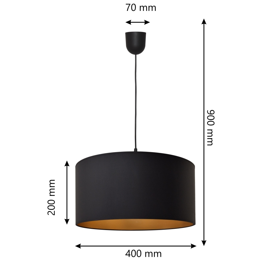 Висящ полилей ALBA 1xE27/15W/230V Ø 40 см черен/златист
