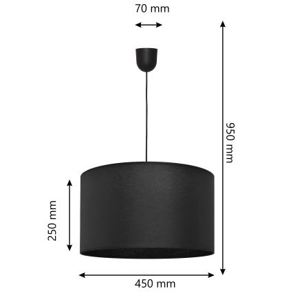 Висящ полилей ALBA 1xE27/15W/230V Ø 45 см черен