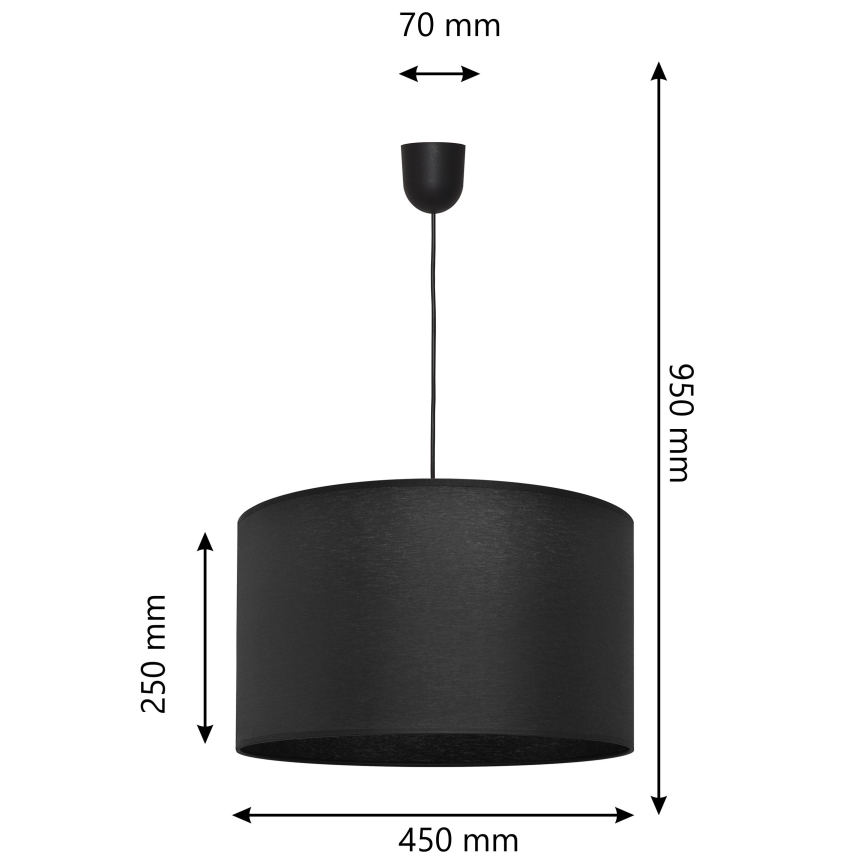Висящ полилей ALBA 1xE27/15W/230V Ø 45 см черен