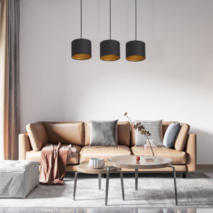 Висящ полилей ARDEN 3xE27/60W/230V черен/златист