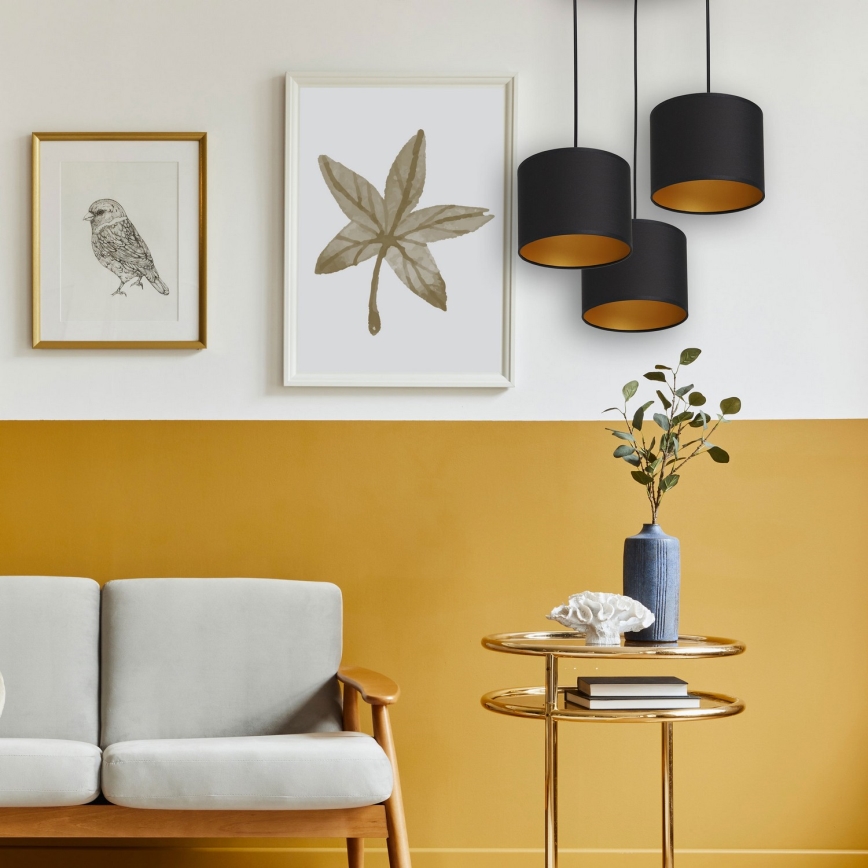 Висящ полилей ARDEN 3xE27/60W/230V черен/златист