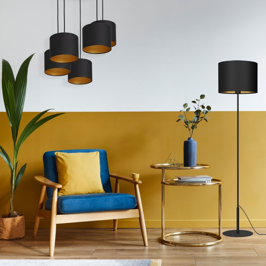 Висящ полилей ARDEN 5xE27/60W/230V черен/златист