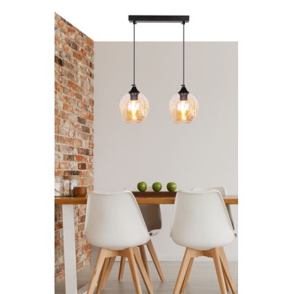 Висящ полилей ASPA 2xE27/40W/230V черен
