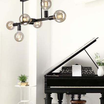 Висящ полилей ASTRID 6xE27/60W/230V черен