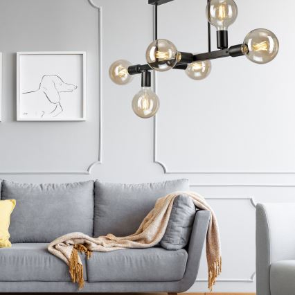 Висящ полилей ASTRID 6xE27/60W/230V черен