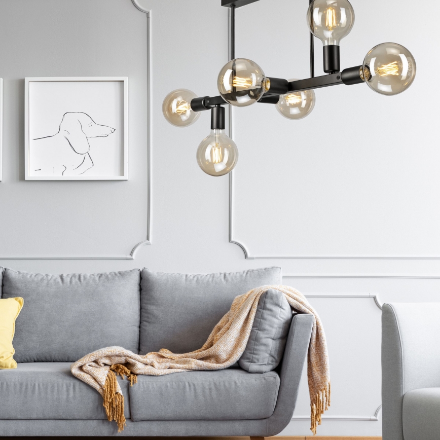 Висящ полилей ASTRID 6xE27/60W/230V черен