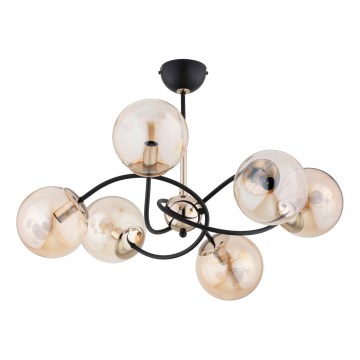Висящ полилей AURORA 6xE14/10W/230V черен/златист