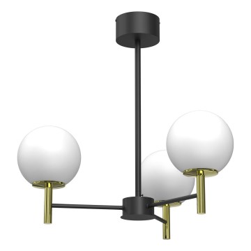 Висящ полилей AWINION 3xE27/15W/230V бял/златист/черен