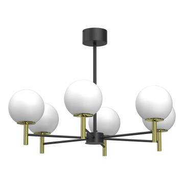 Висящ полилей AWINION 6xE27/15W/230V бял/златист/черен