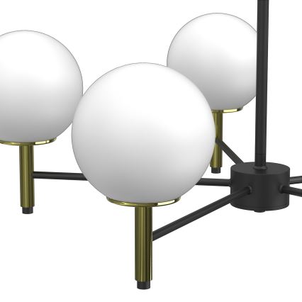 Висящ полилей AWINION 6xE27/15W/230V бял/златист/черен