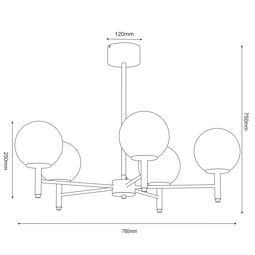 Висящ полилей AWINION 6xE27/15W/230V бял/златист/черен