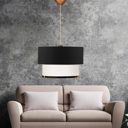 Висящ полилей AYD 1xE27/60W/230V черен/бял