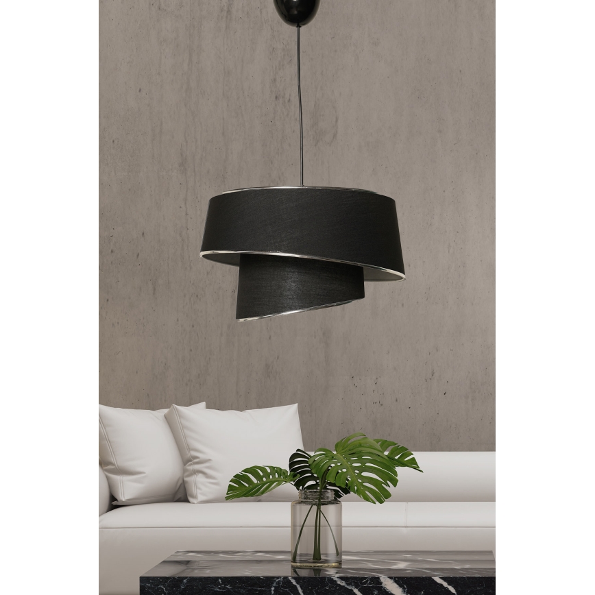Висящ полилей BARETTE 1xE27/60W/230V черен/лъскав хром