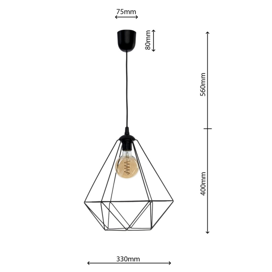 Висящ полилей BASKET 1xE27/60W/230V черен