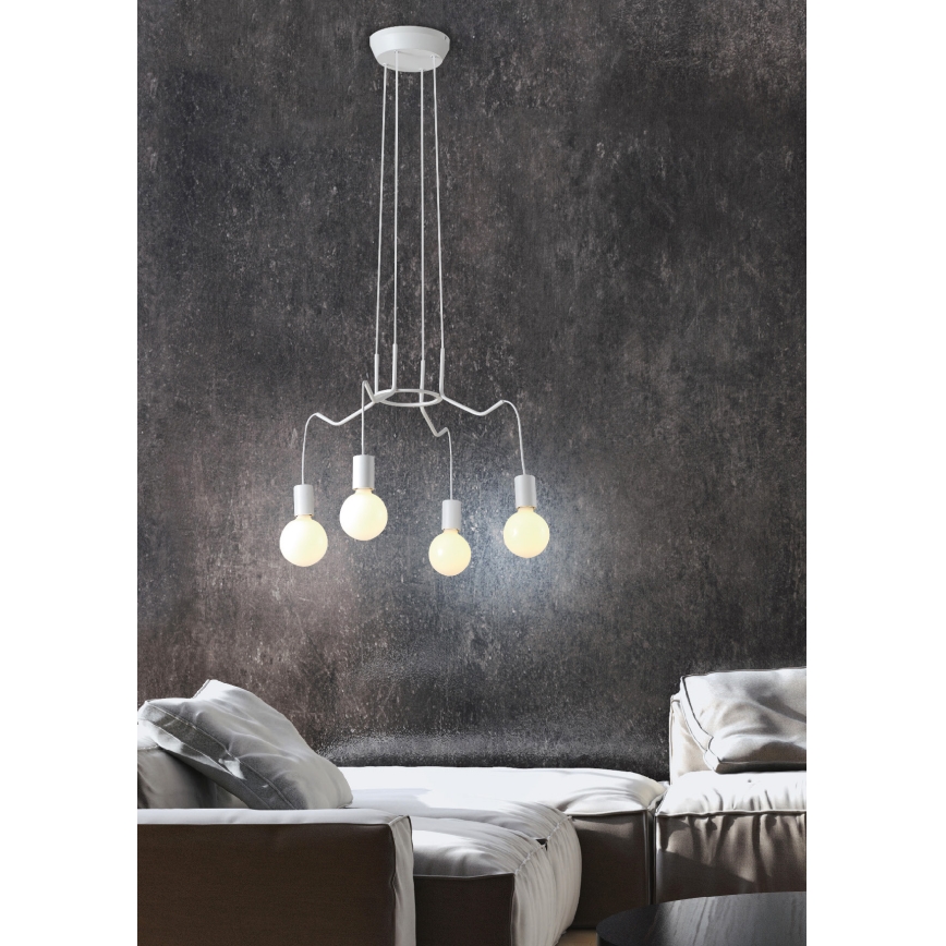Висящ полилей BASSO 4xE27/40W/230V бял