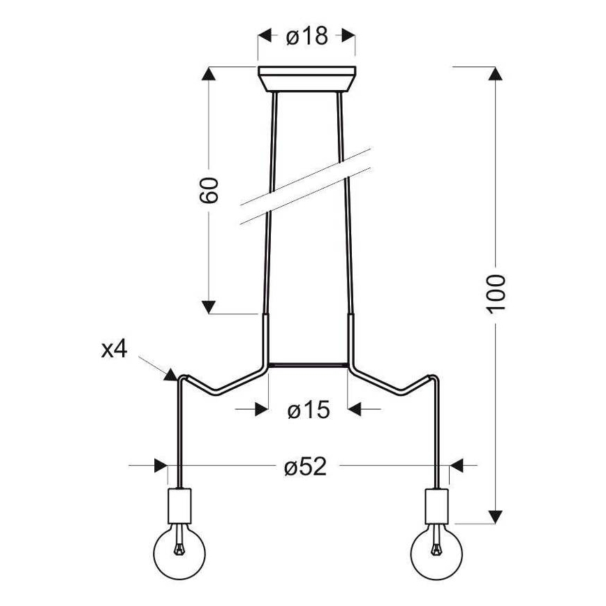 Висящ полилей BASSO 4xE27/40W/230V черен