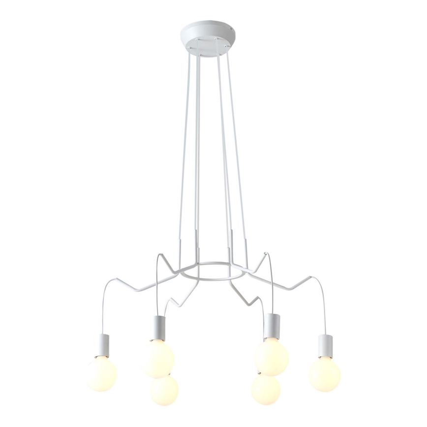 Висящ полилей BASSO 6xE27/40W/230V бял