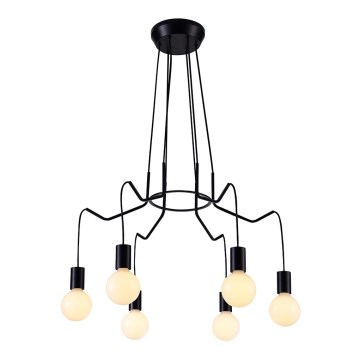 Висящ полилей BASSO 6xE27/40W/230V черен
