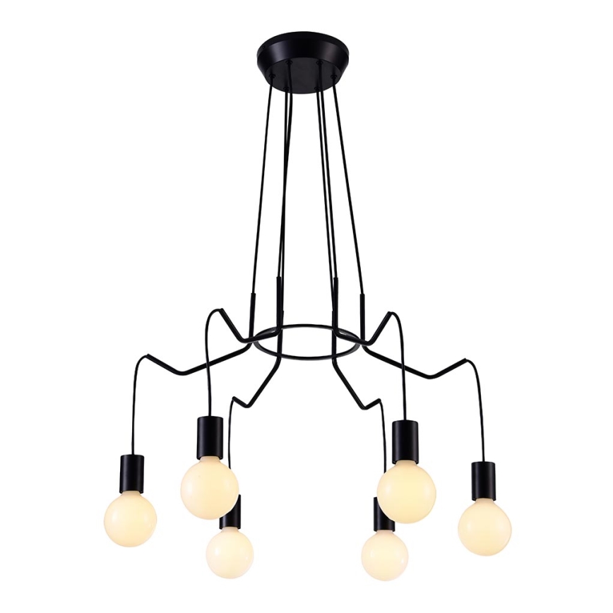 Висящ полилей BASSO 6xE27/40W/230V черен