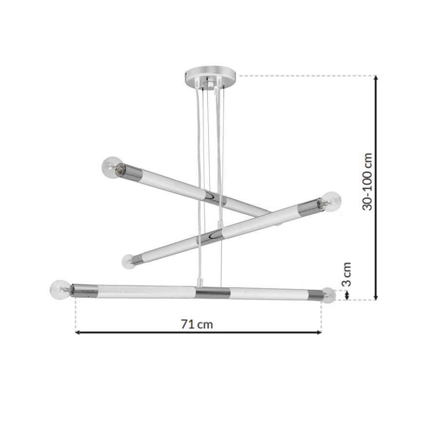 Висящ полилей BASTONE WHITE 6xE14/40W/230V
