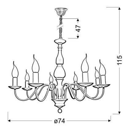 Висящ полилей BELLAGIO 8xE14/40W/230V