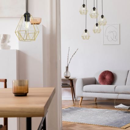 Висящ полилей BERGEN 1xE27/60W/230V черен/златист