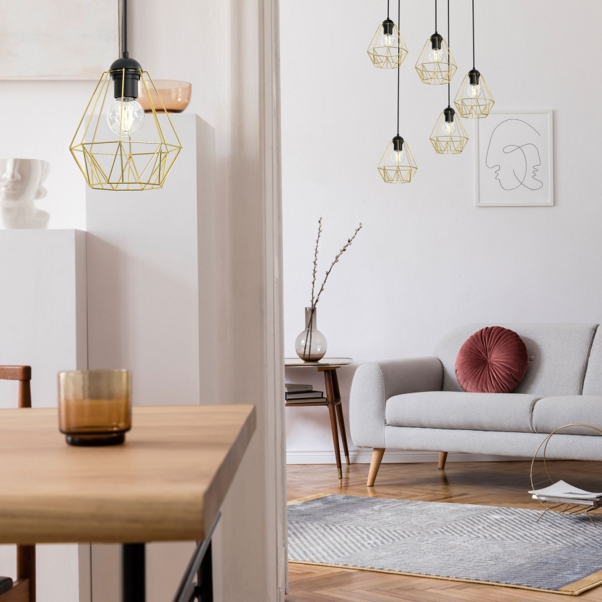 Висящ полилей BERGEN 1xE27/60W/230V черен/златист