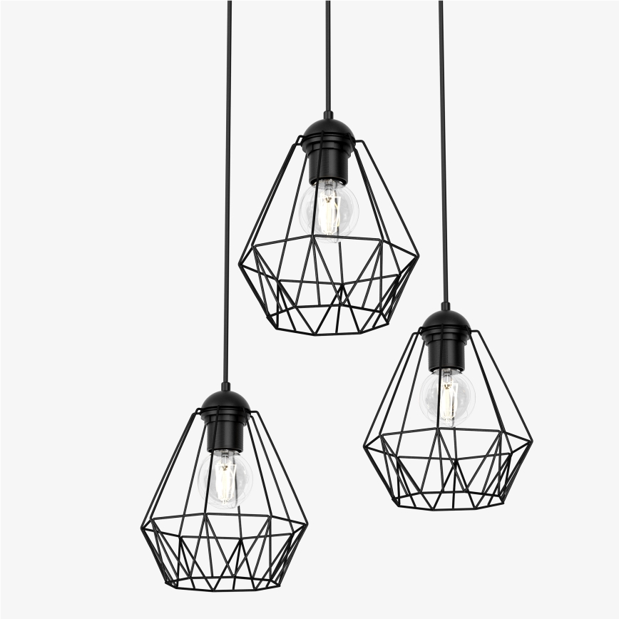 Висящ полилей BERGEN 3xE27/60W/230V черен