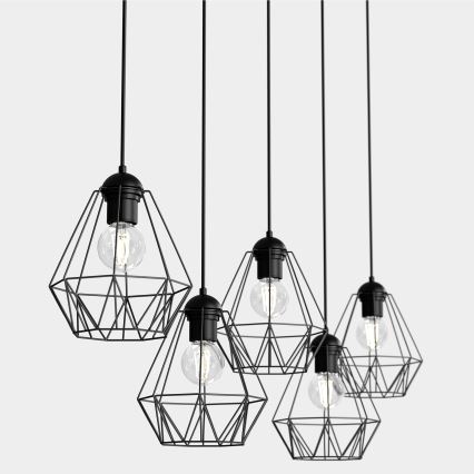 Висящ полилей BERGEN 5xE27/60W/230V черен