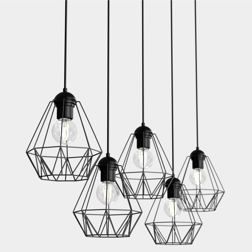 Висящ полилей BERGEN 5xE27/60W/230V черен
