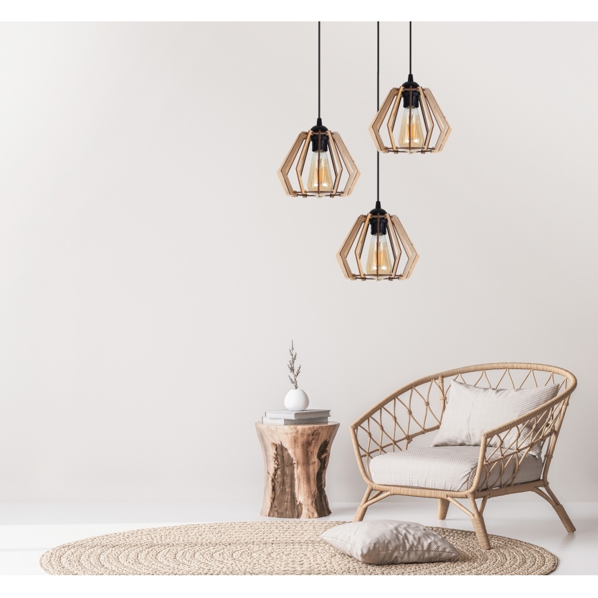 Висящ полилей BERGO 3xE27/60W/230V черен