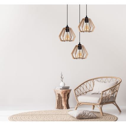 Висящ полилей BERGO 3xE27/60W/230V черен