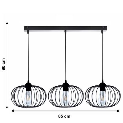 Висящ полилей BOCCA 3xE27/60W/230V