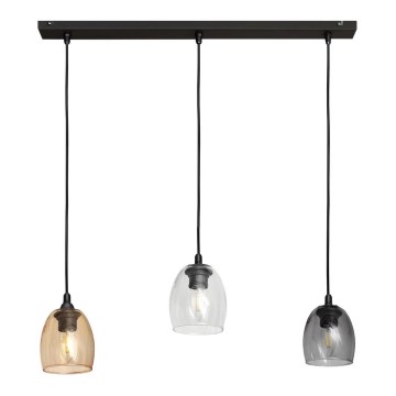 Висящ полилей BRILLANT 3xE27/15W/230V бежов/прозрачен/сив