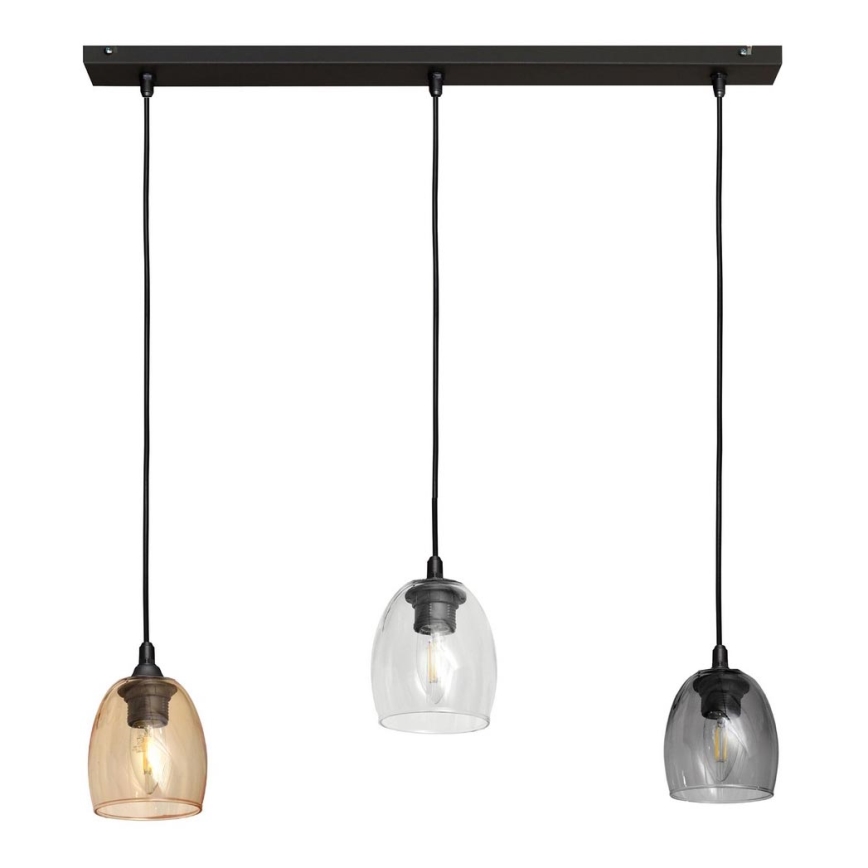 Висящ полилей BRILLANT 3xE27/15W/230V бежов/прозрачен/сив