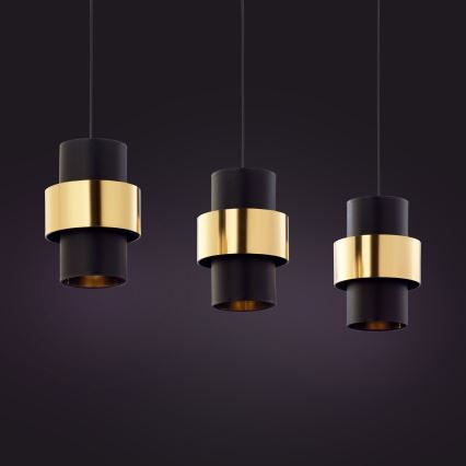 Висящ полилей CALISTO 3xE27/15W/230V златист/черен