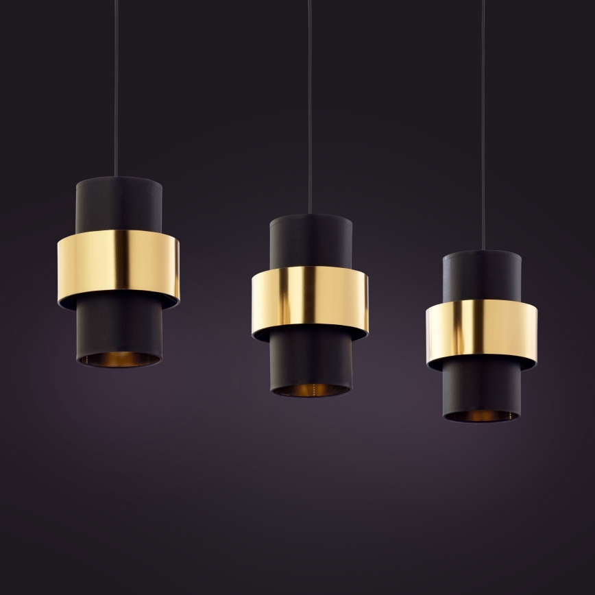 Висящ полилей CALISTO 3xE27/15W/230V златист/черен