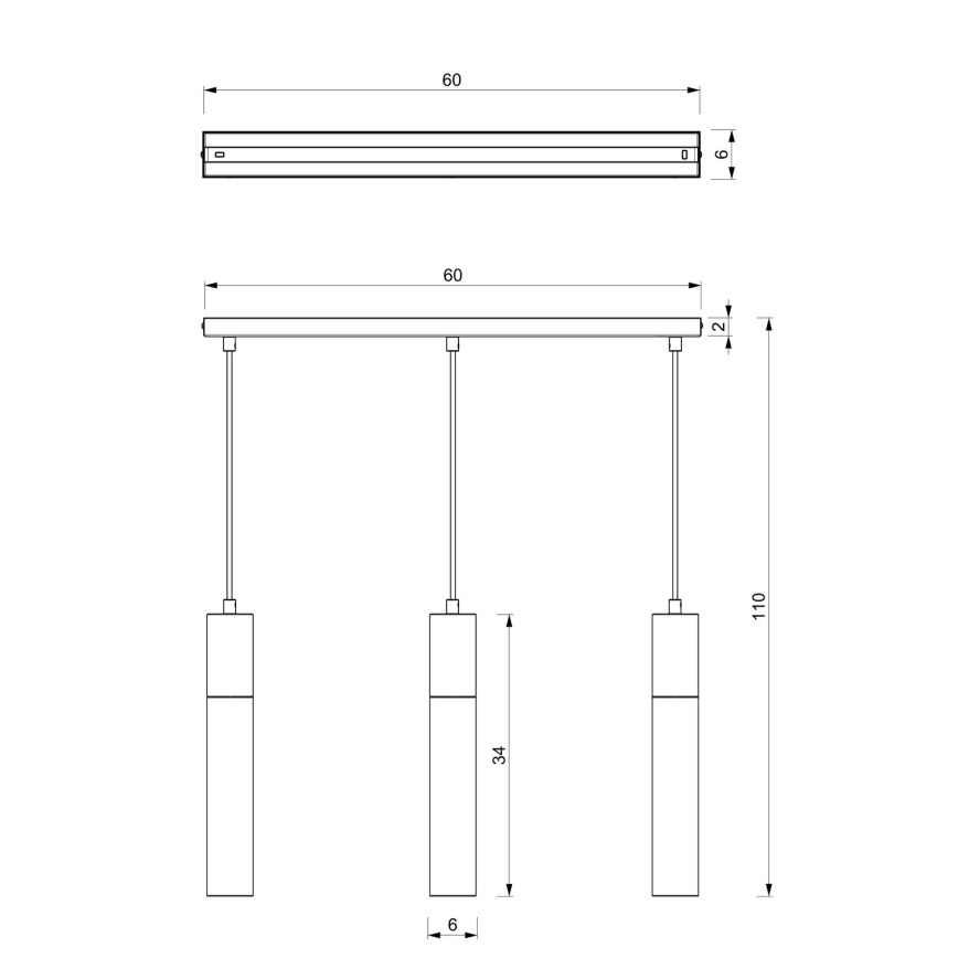 Висящ полилей CASSA 3xGU10/60W/230V черен
