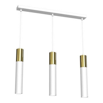 Висящ полилей CASSA 3xGU10/8W/230V бял/златист
