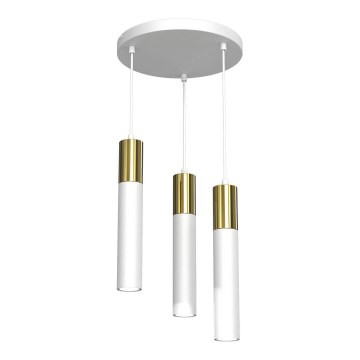 Висящ полилей CASSA 3xGU10/8W/230V бял/златист