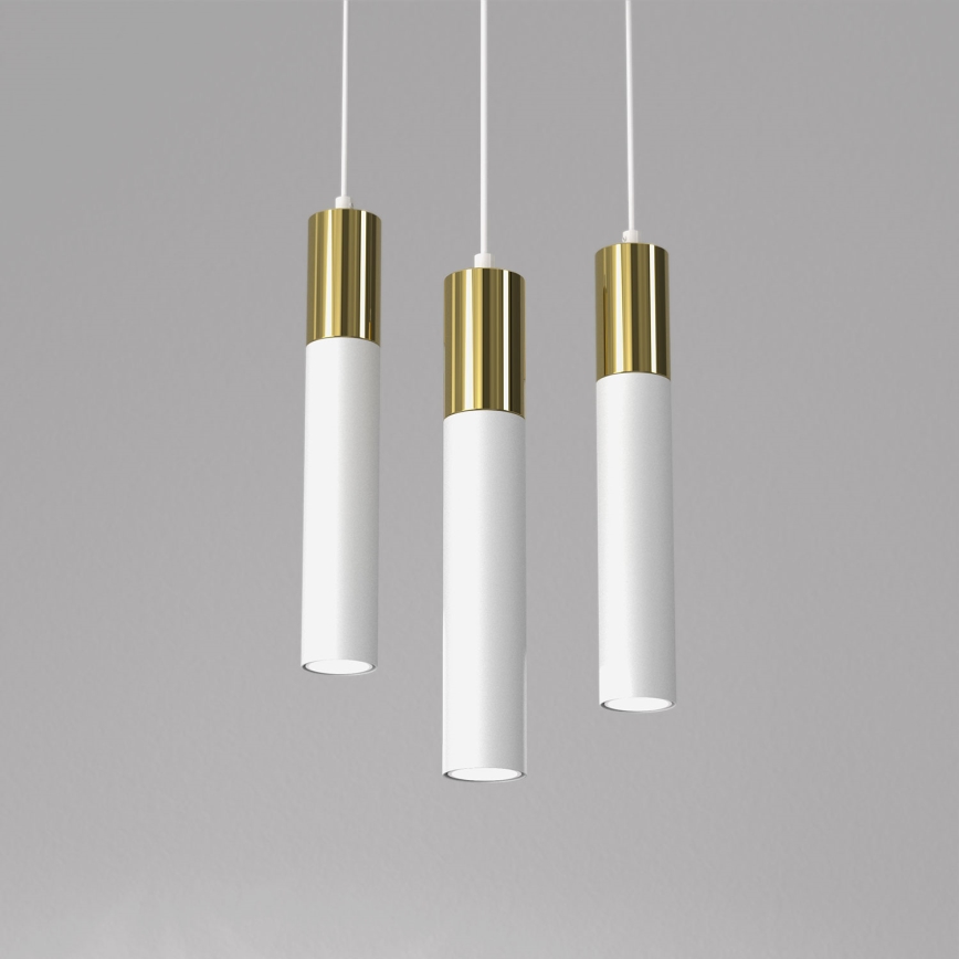 Висящ полилей CASSA 3xGU10/8W/230V бял/златист