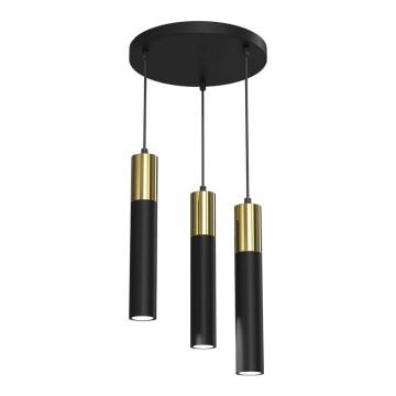 Висящ полилей CASSA 3xGU10/8W/230V черен/златист