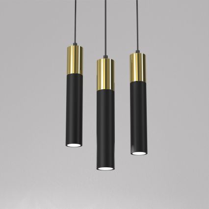 Висящ полилей CASSA 3xGU10/8W/230V черен/златист