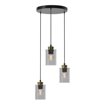 Висящ полилей CHIC 3xE27/60W/230V черен/сив