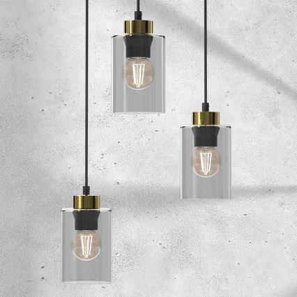 Висящ полилей CHIC 3xE27/60W/230V черен/сив