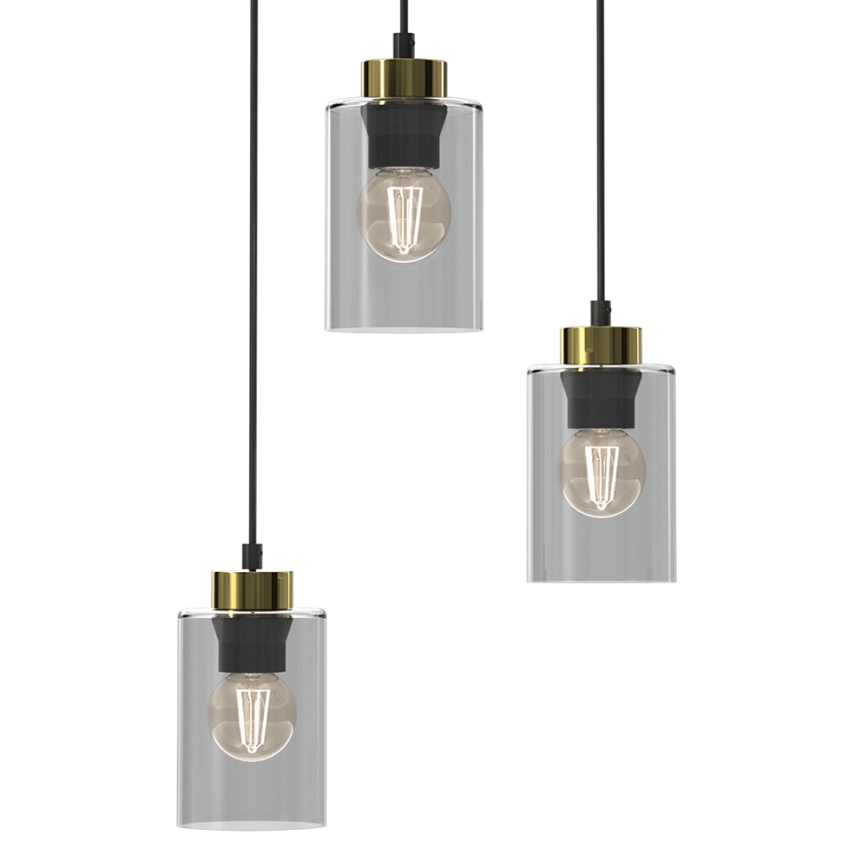 Висящ полилей CHIC 3xE27/60W/230V черен/сив