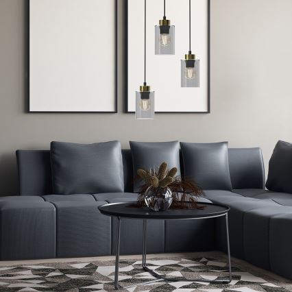 Висящ полилей CHIC 3xE27/60W/230V черен/сив