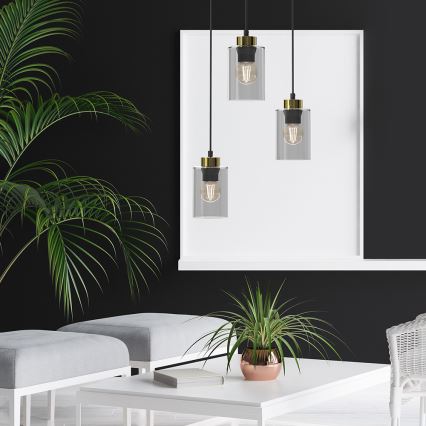 Висящ полилей CHIC 3xE27/60W/230V черен/сив