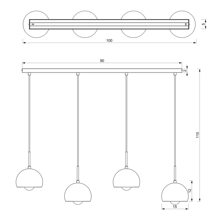 Висящ полилей COOL 4xE27/60W/230V черен
