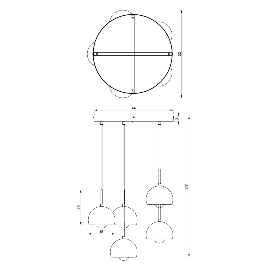 Висящ полилей COOL 5xE27/60W/230V черен